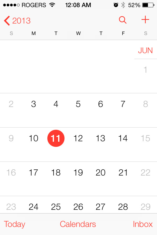 iOS 7 calendar