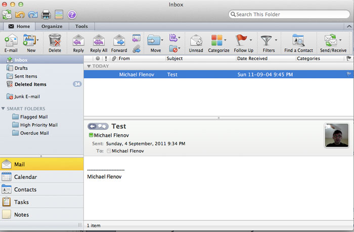Почта в Microsoft Outlook 2011 для Mac